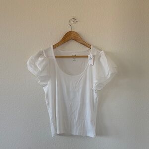 Gap White Ruffle Sleeve Blouse Size Large